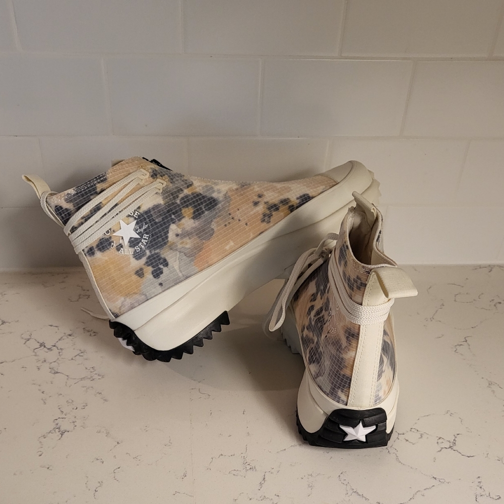 Converse Run Star Hi Zip Platform "Washed Florals" Egret/White/Black - Picture 3 of 8